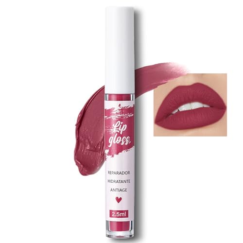 Rossetto liquido, prugna, rossetto liquido con finitura opaca, lucidalabbra fino a 16 ore, resistente all'acqua e ad asciugatura rapida, non traslucido e non appiccicoso