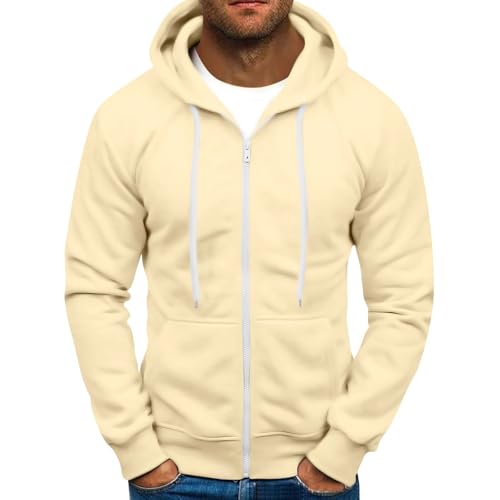 Ymosrh Men's Hoodies, Long Sleeve Zip Up Hoodie Casual Solid Color Pullover Hooded Sweatshirts, M-3XL