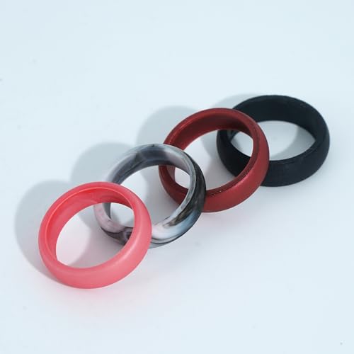 4 Packs Silicone Rings for Women, 5.5 mm Metallic Rubber Wedding Bands Stackable Ring 5