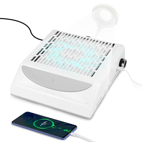 Aspirador De Uñas 100W,Interfaz Usb,Con Lámpara Led,Succión Ajustable,Filtro Reutilizable,Aspirador De Uñas Profesional Para Manicura,Pulido,Grabado