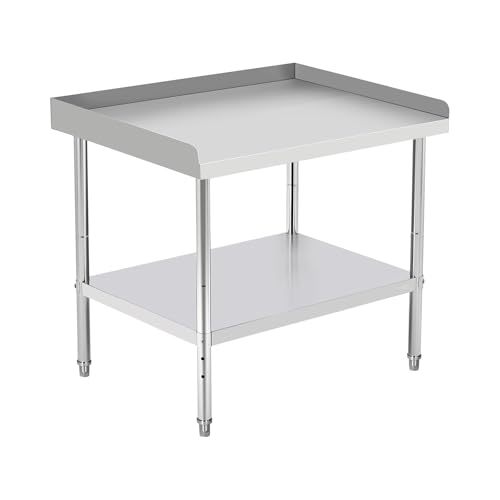 Garvee Table de Travail INOX Professionnelle - Capacité 400 lbs - Hauteur Ajustable - Rebord de Protection 2