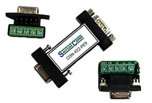 RS232 to RS422 Converter, CON-422-PE9, full-duplex RS232 port to a full-duplex four-wire RS422 port, high-performance converter, port-powered, high reliability with a 5-year Replacement Warranty.