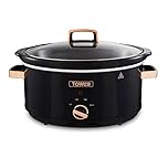 Tower Infinity Slow Cooker with 3 Heat Settings & Keep Warm Function, 6.5L, 300W, Black and Rose Gold, T16019RG
