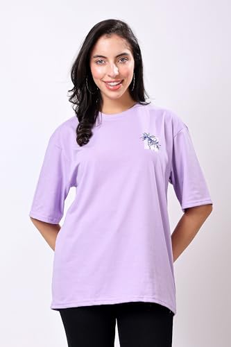 Image of TQH Women's Casual Printed Round Neck, Oversized Longline Drop Shoulder Boho Style T-Shirt