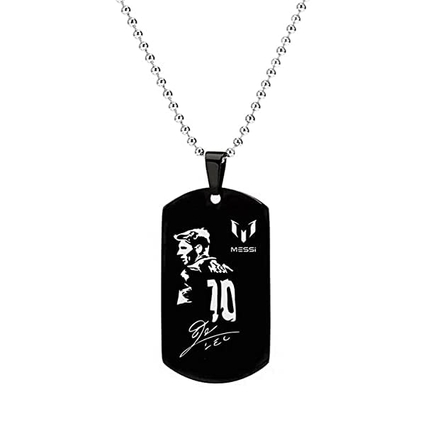 Vientiq Black Messi Signature Pendant Chain Necklace for Men and Women (B0C626JQKV) Amazon Price History, Amazon Price Tracker