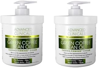 Advanced Clinicals Green Coffee Bean Slimming Body Cream Skin Care Anti Cellulite Firming Lotion For Legs, Arms, & Body, Antioxidant-Rich + Anti Aging Skin Tightening Cream, 16 Ounce (Pack of 2)