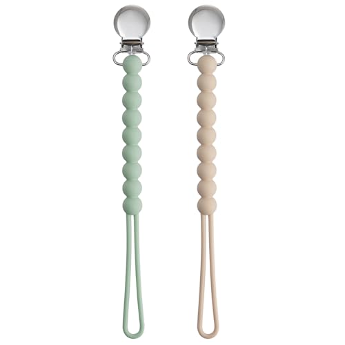 Image of Pacifier Clips for Boys - MORIBOX Paci Clip Soothe Baby Binky Holder for Shower Birthday Gift 2 Pack