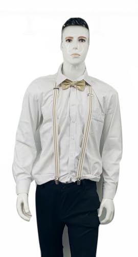 Image of Men's Suspenders Bowtie Set Elastic Y Shape Style Women's Suspenders Bowtie For Wedding&Formal Events