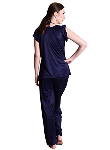 Image of Women's Soft & Smooth Satin Solid Nightwear Payjama Tikkle Night Suit Set