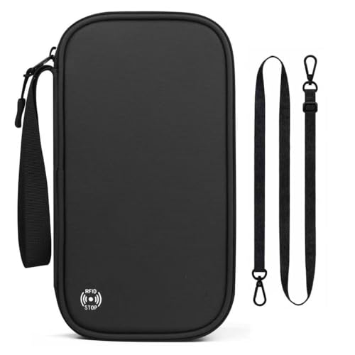 Travel Wallet Passport Holder, Family Passport Holder with RFID Blocking, Portable and Foldable Unisex Travel Essentials,Waterproof Used for Money, Flight Tickets Credit Card, Men and Women (Black)