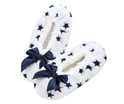 Image of Keyela Women Cozy Warm Slipper Socks, Non Slip Gripper Indoor House Socks | Soft warm cozy fabric, gripper anti-slip bottom for bedroom, lounge and all indoor daily use