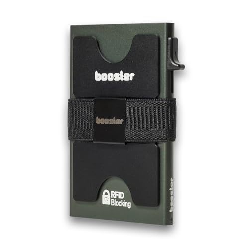 Image of Thin Aluminum Booster Wallet for Men, Durable Stretch Back Plate, Minimalist Metal Pop Up Wallet with RFID Lock, Holds 12+ Cards Plus Cash 1, One Size, Modern (Khaki Hunting)