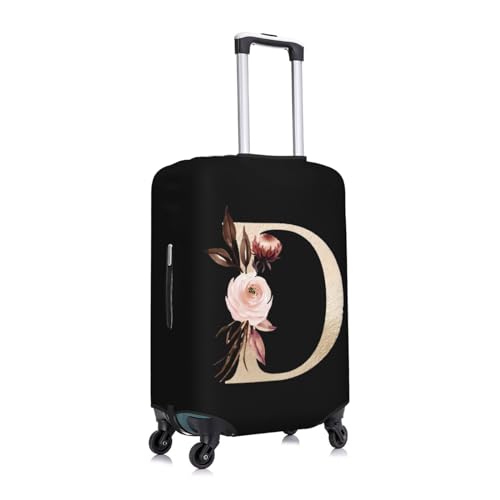 Generic Travel Luggage Cover Spandex Suitcase Protector Bag,Gold Floral Letter D Dust-Proof Fits 18-32 Inch Luggage, Baggage Covers For Kid And Adult,X-Large3