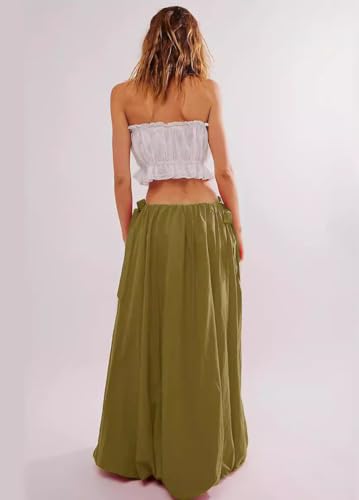 chouyatou Women's Bow Knot Maxi Bubble Skirt Y2K A-Line Long Balloon Skirt with Pockets3