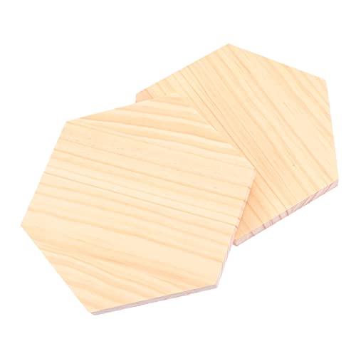 ARTIBETTER Create Your Own Art 2pcs Solid Wood Boards Hexagon Shape Natural Wood Plaque for DIY Decor