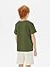 Haloumoning Boys Geometric Texture T-Shirts Kids Fashion Crewneck Short Sleeve Loose Tops Tees 5-14 Years Army Green