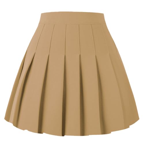 Image of Girstunm Women's Pleated Skirt Mini Skater Basic Skirts High Waist School Girls Uniform Short Cheerleader Skirt