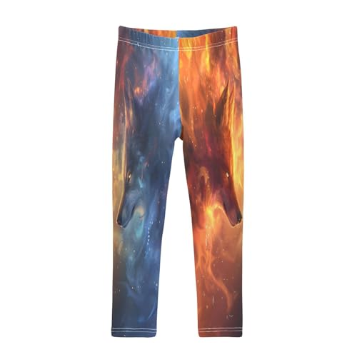 Toddler Girls Leggings Printed Yoga Pants Leggings Two Wolves Face Each Other for Kids