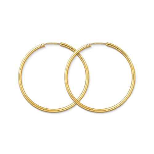 Edelind Pendientes Aro Grandes Finos 40mm 8k 333 Oro Amarillo Criollas Grandes Mujer, Ancho 2 Mm Aretes De Oro Puro Con Caja De Regalo De Joyería