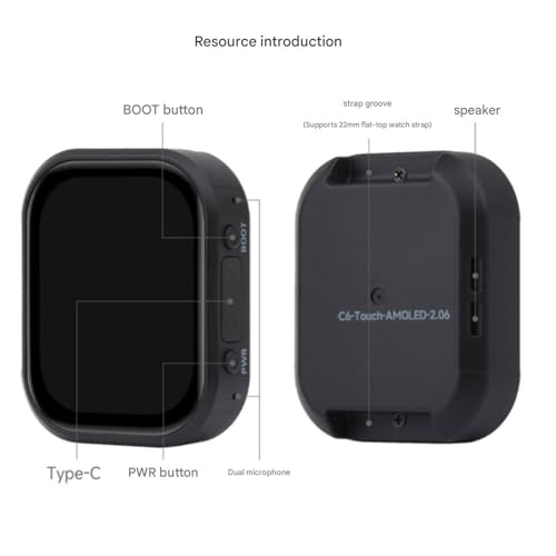 Carte de développement de microcontrôleur programmable écran AMOLED 2.06 1.9 pouces