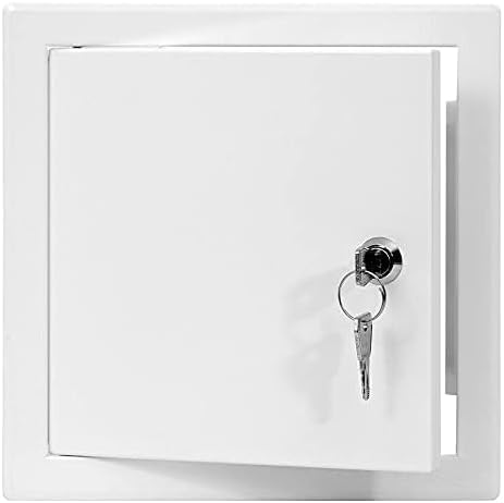 White Metal Access Panel 200mm x 200mm with Lock/Keys Inspection Door Flap