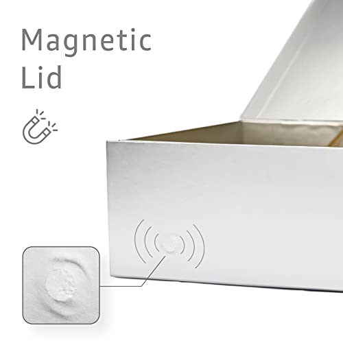 Image of LIFELUM Large Gift Boxes with Lids, 2 Pack 13.8 x 8.3 x 4.4 inch Silver Gift Boxes with Ribbon, Card, Shredded Paper Filler for Presents, Graduation, Christmas, Birthdays