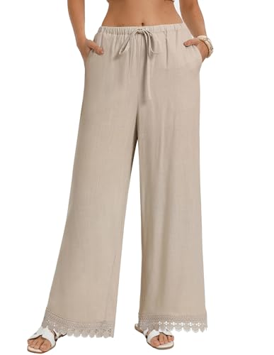 Image of GRACE KARIN Women Linen Pants Wide Leg Casual Palazzo Pants Trousers