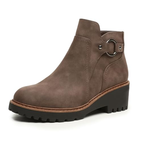 Womens Ankle Boots Chunky Low Heel Short Booties Comfortable Round