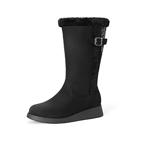 DREAM PAIRS Womens Winter Snow Boots Mid-Calf Fashion Furry Warm Tall Boot 9 Black