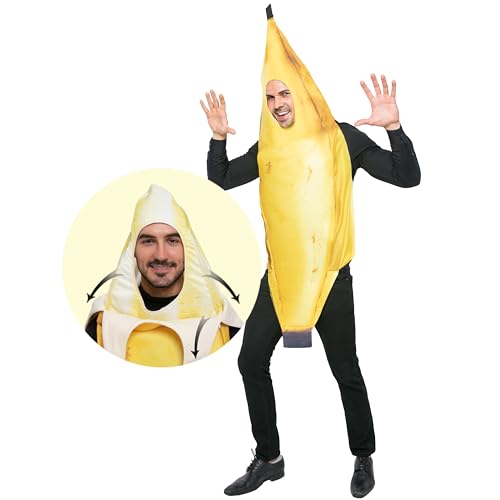 Spooktacular Creations Disfarce realista de banana para disfarce de Halloween para adultos, atividade ao ar livre (XL)