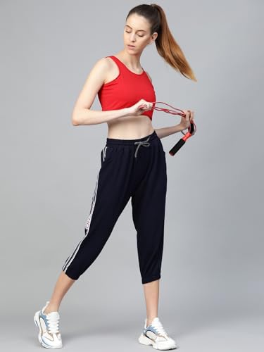 Image of Hubberholme Women's Cotton Blend Regular Fit Side Tape Capri Track Pants