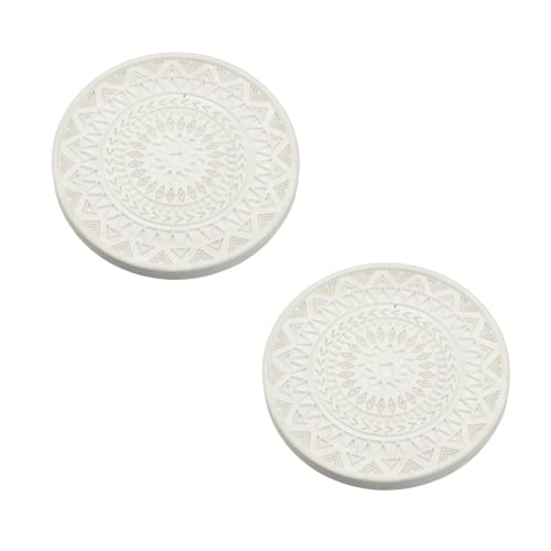 EZ APPLE 吸水 珪藻土コースター おしゃれ 滑り止め こーすたー 北欧 速乾 水切りキッチン トレー 円型 2枚セット (クリームイエロー)