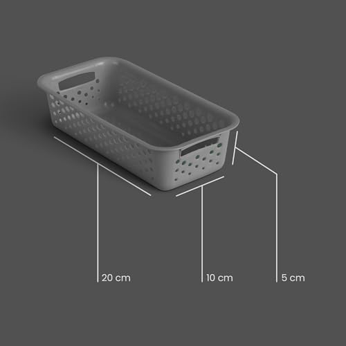 2 Stück Aufbewahrungskorb 0,7L mit Griffen - BPA-Frei - Organizer (20 x 10 x 5 cm/Anthrazit) - Körbchen für Bad Küche Schlafzimmer, Haushaltskorb
