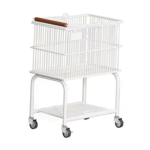KiBcsLic Carro de Ropa Cesta Móvil Estante Organizador Portátil Práctico de Acero al Carbono para Ahorro de Espacio Adecuado para Dormitorio Baño Lavadero, Blanco, Individual