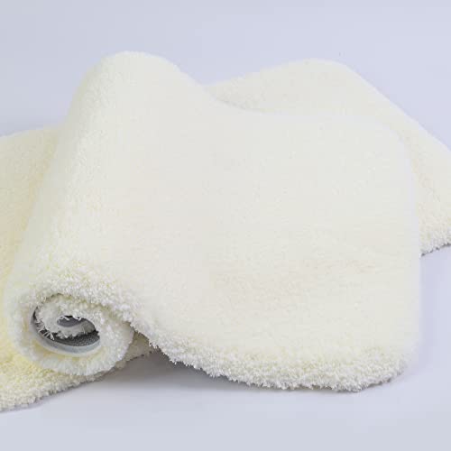 VANZAVANZU Bathroom Rugs sets 2 piece Bath Rugs for Bathroom Sets Non Slip Extra Soft Absorbent Bath Mat sets Microfiber Shaggy Thick Bathroom Rugs Machine Washable (20"x32" Plus 20"x32", Cream White)