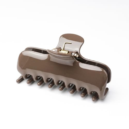 Medium Square Hair Claw Clips for Women Upgraded Springs Korean Version Premium Hair Clips Non-Slip Strong Hold for Thin Thick Curly Long Hair Stylish Shark Clip Ideal Gifts 1 Pcs Set (Brown)