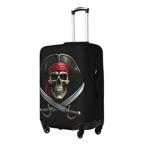Pirates Skull Sword Travel Luggage Cover Fits 18-32 Inch Luggage, Stretchy Suitcase Cover Protector with Concealed Zipper for Wheeled Suitcase Travel Accessories2