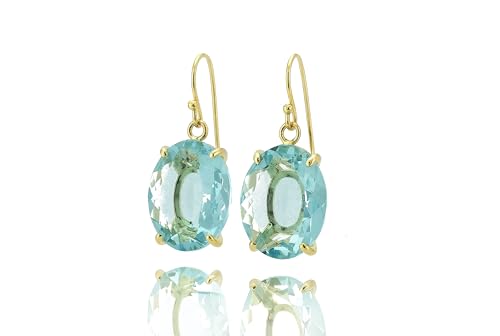 Boucles d'oreilles topaze bleue et or plaqué, l'accessoire parfait de mariée et demoiselle d'honneur