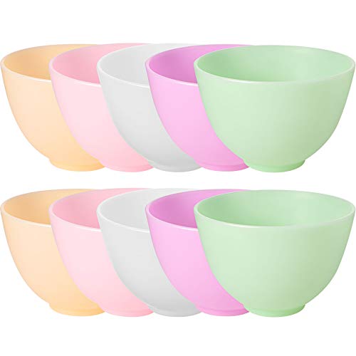 10 Pieces Silicone Bowl Facial Mask Mixing Bowl DIY Face Mask Bowl for Home Use, Facial Mask, Mud Mask and Other Skincare Products (Medium)