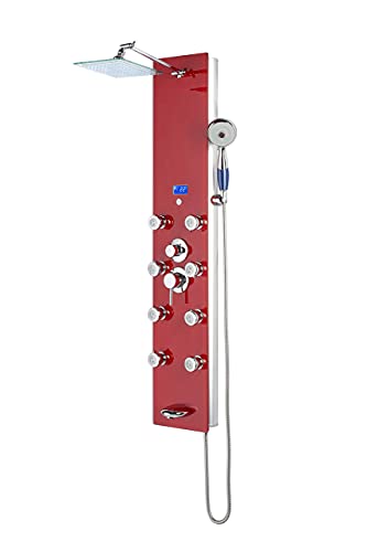 Blue Ocean 52” Aluminum Spa392R Shower Panel Tower With Rainfall Shower Head, 8 Multi-Functional Nozzles #TOP1