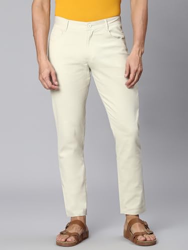 Image of Hubberholme Men's Tapered Fit Cotton Trousers, Ankle Length Button Closure Chinos