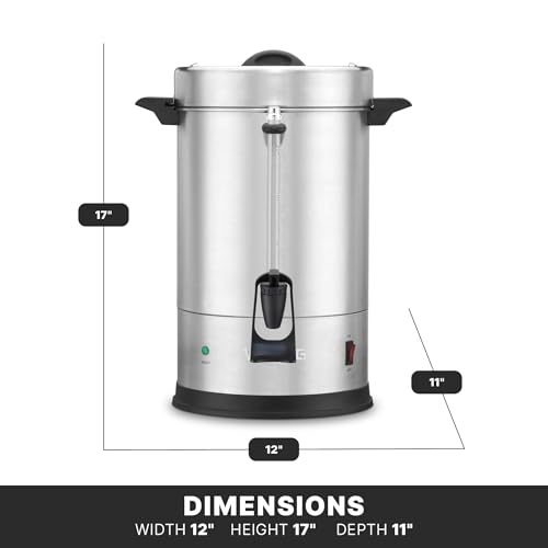 Image of Waring Coffee Urn with 30 Cup Capacity Stainless Steel Electric Percolator | 30 Cup Capacity Stainless Steel Electric Percolator, Dual Heater System for Commercial Kitchens & Catering, NSF Certified