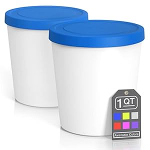 BALCI – Premium Ice Cream Containers (2 Pack – 1 Quart Each) Perfect Freezer Storage Tubs with Lids for Ice Cream, Sorbet and Gelato! – Blue