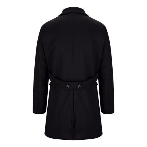 XUNRYAN Mens Wool-Blend Casual Trench Coat Notch Collar Lapel Mid Long Jacket Classic Double Breasted Classic Winter Overcoat4
