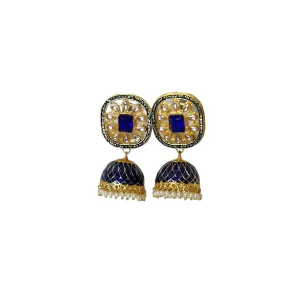 Ethnic Blue Jhumka Earrings for Women