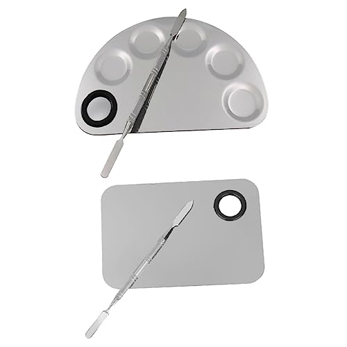 CALLARON 2 Sets Stainless Steel Watercolor Mixing Trays Smooth Bright for Foundation Makeup Nail Art Eyeshadow for Artists Beginners