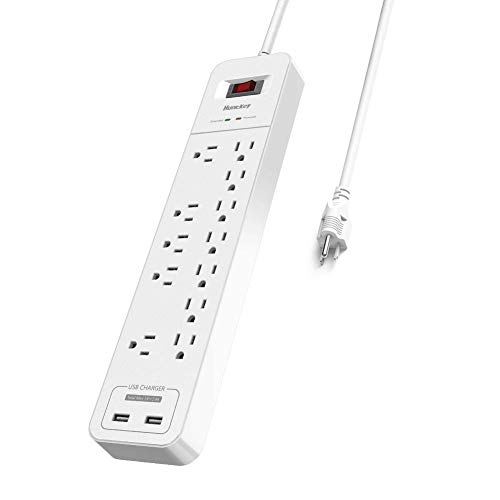 Huntkey 12 Outlets Surge Protector Power Strip, 2 USB Ports 5V/2.4A, 6-Foot Heavy