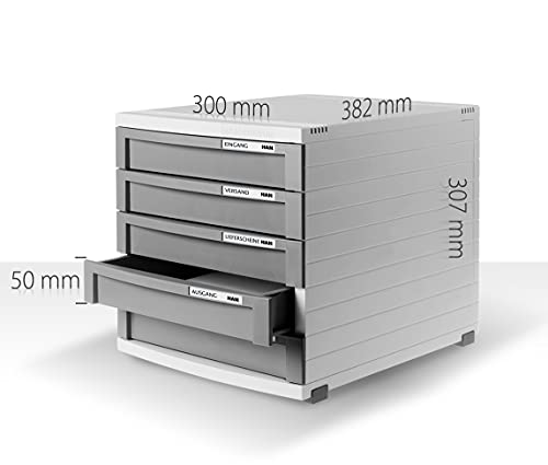 Module à tiroirs bloc de rangement bureau 5 tiroirs format B4 gris HAN - 4