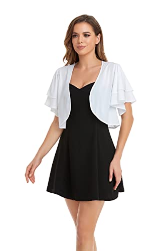 Women Short Sleeve Shrug Cropped Bolero Open Front Chiffon Cardigan for Evening Dress2