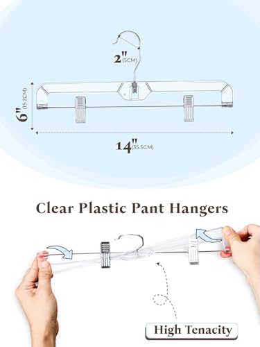 House Day Clear Skirt Hangers With Clips, Non-Slip Plastic Pant Hangers With Adjustable Clips thumb #8